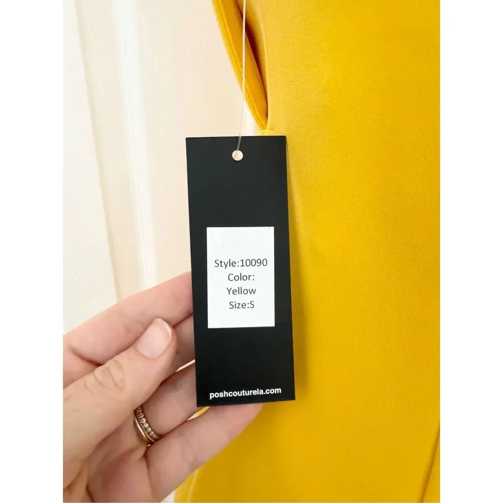 Posh Couture Womens Yellow‎ 3 Layer Bust Cocktail Dress Small NWT